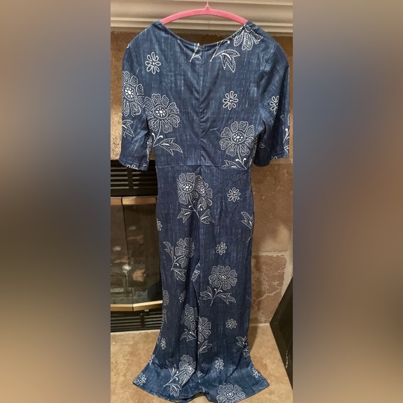 NWT Zolucky Blue White floral wide leg Jumper Boho beach festival summer S - Picture 6 of 14